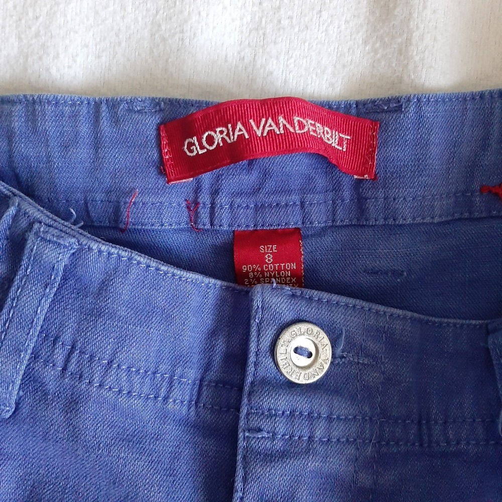 Gloria Vanderbilt womens crop pants Size 8 violet blue 27" waist 20 1/2 inseam - Picture 3 of 7